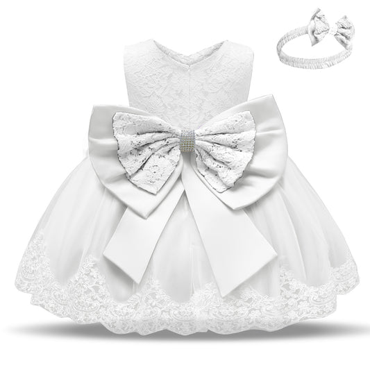 Robe de baptême blanche pour bébé filles, tenue d'anniversaire pour nouveau-né | robe de bal de baptême fleur pour filles | 12 24M