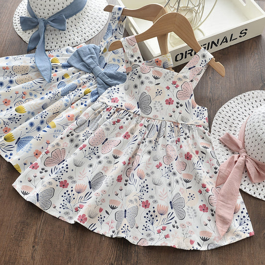 Robe imprimée en coton avec papillons pour fille